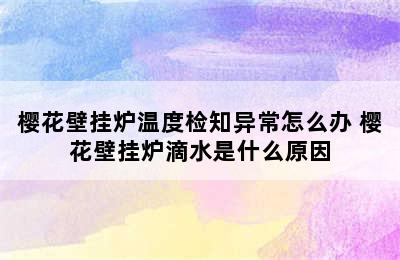 樱花壁挂炉温度检知异常怎么办 樱花壁挂炉滴水是什么原因